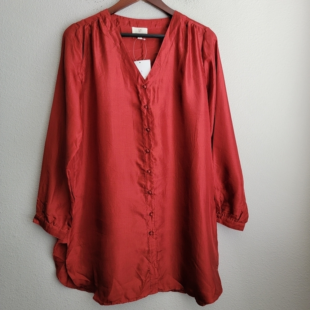 Anokhi Silk Tunic Top size L NWT